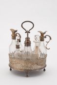 A George III silver oval pierced cruet,