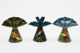 Two Aller Vale fan shaped vases and a ki