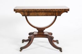 A Regency mahogany and ebony strung card