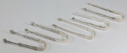 A pair of 19th century silver sugar tong