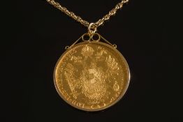 An Austrian four Ducats in a 9ct gold fr