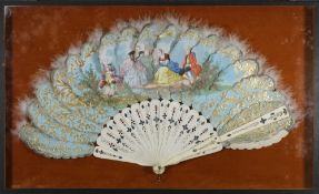 A mid 19th century brise fan:, the feath