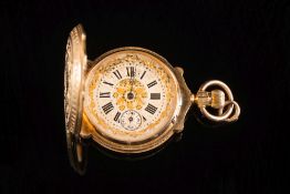 A lady's 18ct gold cased hunter pocket w