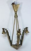 An Art Deco bronze ceiling light fitting