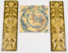 A pair of Burmantofts faience relief mou