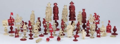 A Cantonese carved ivory mandarin chess