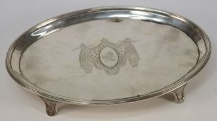 A Georgian oval silver teapot stand, mak