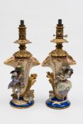 A pair of French porcelain lamps: each m