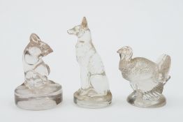 Three Lalique presse-papiers Souris, Din