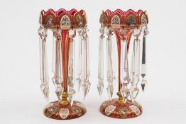 A pair of Bohemian overlay glass table l