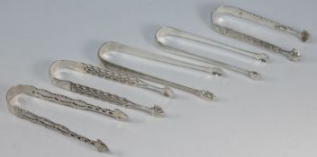 A pair of 19th century silver sugar tong