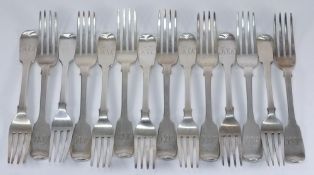 A set of twelve Victorian silver fiddle