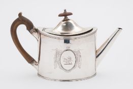 A George III silver oval teapot, maker P