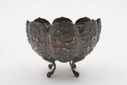 A South East Asian silver bowl: of lobed