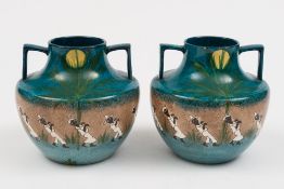 A pair of E. Brain & Co. vases, probably