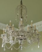 An early 20th Century two tier cut glass