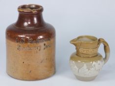 A 19th century stoneware preserve jar an