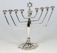 An Elizabeth II silver Menorah, maker AS