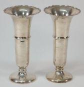 A pair of George V silver vases, maker W