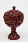 A cinnabar lacquer jar and cover: of glo