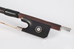A silver mounted violin bow by P.W Bryan