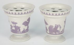 A pair of Wedgwood white smear glazed po