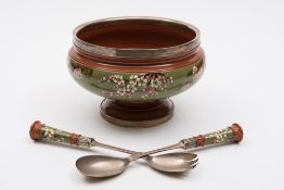 A Watcombe (Torquay) pottery silver moun