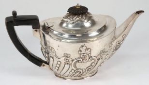 A Victorian silver oval teapot, maker Ch