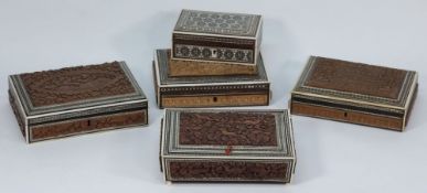 An Indian sandalwood and inlaid rectangu