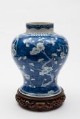 A Chinese blue and white baluster vase:
