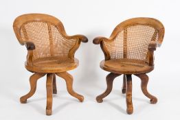 A pair of Victorian birch tub shaped rev