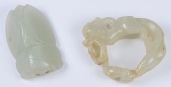 A Chinese jade carving of a coiled drago