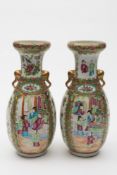 A pair of Cantonese porcelain vases: of