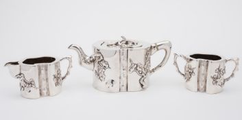 A Chinese silver three-piece tea service