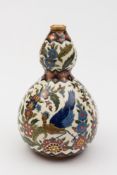 A Zsolnay Pécs pottery vase: of gourd sh