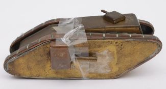 A WWI period Trench Art model of a tank: