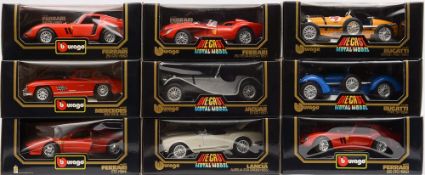 Ten Bburago 1:18 scale diecast vehicles: