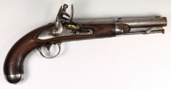 A 19th century flintlock pistol:, 8 1/4