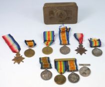 Two WWI trios and a WWI pair, together w