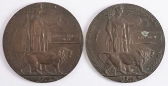 Two WWI Memorial plaques for John Dunn a