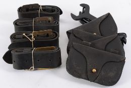 Four Fireman's leather belts with leathe
