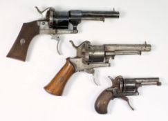 Two Belgian pinfire six shot revolvers a