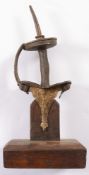 An Indian steel and gilt inlaid Tulwar h