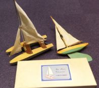 A Bowman painted wooden pond yacht: 30cm