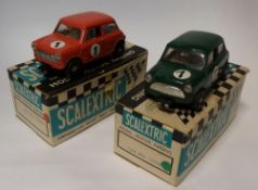 Scalextric, two C/76 Mini Coopers: Green