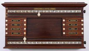 An Edwardian mahogany snooker scoreboard