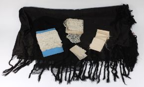 A Victorian black silk and tassel edged