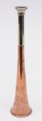 A copper and silver plated hunting horn