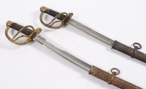 Two unmarked European cavalry swords:, b