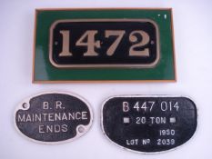 A cab plate number 1472 and two wagon pl
